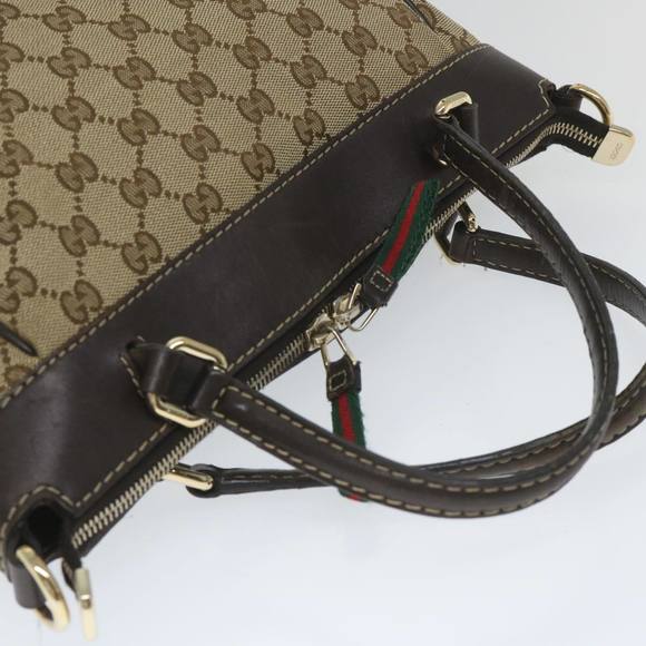 GUCCI GG Canvas Web Sherry Line Hand Bag Beige Red Green 269894 Auth 58043 - Picture 6 of 16